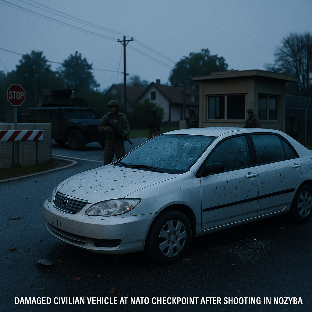 Military patrols securing Nozyba checkpoint