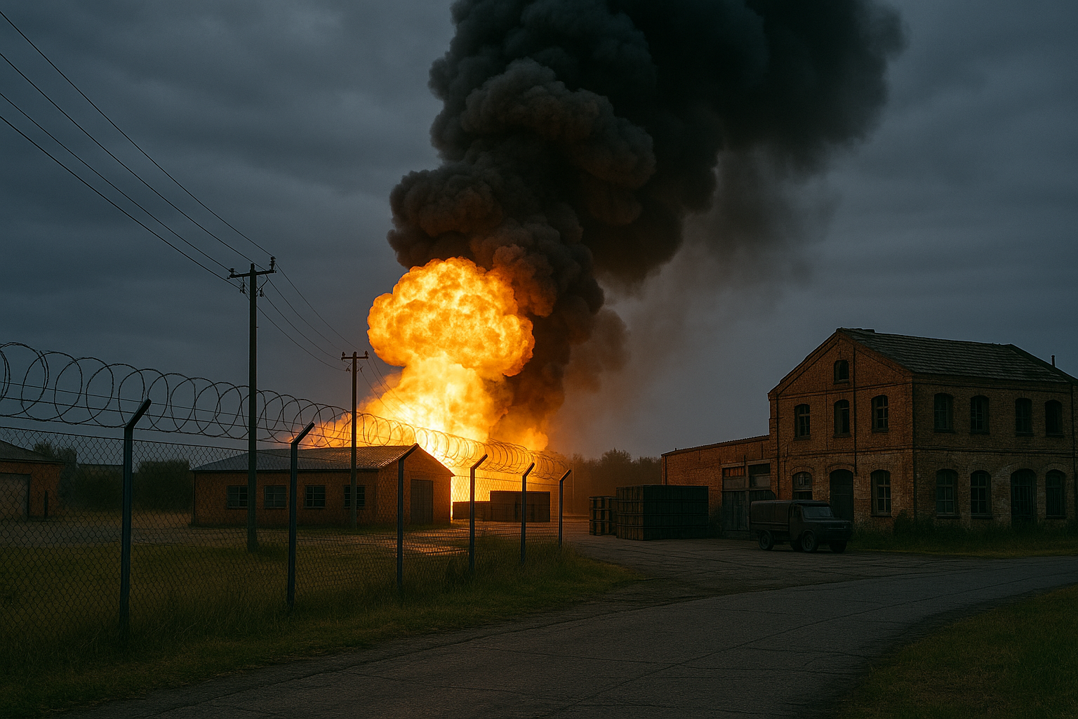 Ammunition depot explosion aftermath